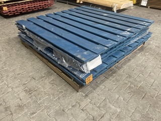 7x Schuttingpanelen blauw geïmpregneerd en gecoat, 1800x1800mm